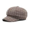 Braune karierte Schirmmütze aus warmer Wollmischung für Herren und Damen im Herbst Winter - 58-59cm / Kaffeebraun