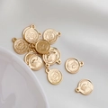 14K gold-plated queen portrait heart and coin pendants for DIY jewelry making - 14K 10mm Queen Portrait Pendant