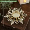 Golden snowflake metal tea light candle holder with elegant 12cm electroplated finish - Snowflake