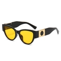 Retro cat-eye sunglasses with bold black frame and vibrant yellow lenses - Black Frame Yellow Lens