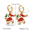 Détail des boucles d'oreilles Père Noël en émail avec dimensions et poids indiqués - Style Tête de Père Noël (HC-E11023)