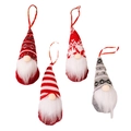 Set of four handmade Christmas gnome ornaments with knitted hats for holiday tree decor - 4Pcs Set