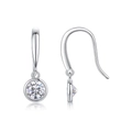 Orecchini a gancio in argento S925 con moissanite a taglio tondo in finitura argento - Moissanite (0,5ct x 2)