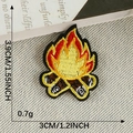 Embroidered campfire patch for clothes with 3.9cm size and classic red yellow colors - Campfire