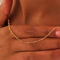 Minimalist 18K gold-plated stainless steel necklace with delicate bead details for women - Gold Small Ball Station Chain