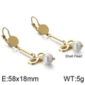 Pendientes de perlas dorados con símbolo de infinito y perla de nácar de 58x18mm - Dorado