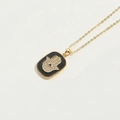 Goldener Hamsa-Hand-Anhänger auf schwarzer Basis mit blauem Auge und Kristallen - Schwarz
