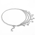 Silver multi-layer metal waist chain with paperclip charms and round pendants - Multi-layer Coin Pendant Style / Antique Silver