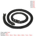 9mm black stainless steel curb chain set with various lengths for men jewelry - Bracelet / Black Color 9mm