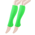 Detail shot of neon green ribbed knit leg warmers showing high-quality wool texture - Green