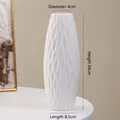White minimalist ceramic vase with wavy vertical texture matte finish 24cm tall - Mulei (24cm)