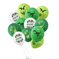 Dinosaur themed party latex balloons set in green and white colors with roar print - Multicolor
