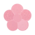 Pink flower-shaped silicone makeup brush cleaning mat with varied scrubbing textures - Flower Shape / Pink