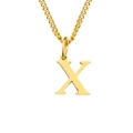 Collar minimalista de acero inoxidable dorado con colgante pulido de la letra X - Letra X (Dorado)