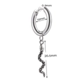 Orecchino a cerchio in acciaio argento con pendente a serpente dettagliato, lungo 20,5 mm - Serpente