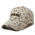 Casquette beige avec broderie 3D NY&GD et motifs d'encre grise projetée - Beige Clair