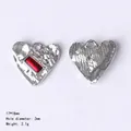 Silver alloy heart pendant with red gem and hammered texture for jewelry making - 84441 Red