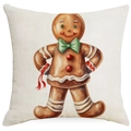 Linen Christmas pillow case with watercolor gingerbread man print for home decor - Christmas Gingerbread Man / 45*45cm Single-sided Linen