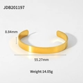 Gepolijste gouden roestvrijstalen open armband met 8,84 mm breedte en strak design - Brede Open Armring / Goud