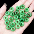 Green natural stone large hole rondelle beads held in palm for DIY jewelry making - 6x12mm Dyed Malay Jade (Single)