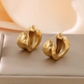Orecchini a cuore placcati oro 18 carati con esclusivo design geometrico 3D pieghevole - Stile Piegato Geometrico a Cuore (KE115962-SP)