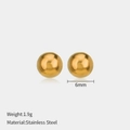 Minimalist 6mm golden stainless steel ball stud earrings with polished mirror finish - 6mm / Gold