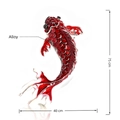 Red koi fish brooch in alloy with crystal accents and enamel finish, 40cm by 75cm - Red Koi