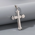 Pendente croce vintage in acciaio al titanio a doppio strato con finitura argento lucido - Colore Acciaio (KP130558-HR)