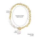 Baroque pearl and golden chain link necklace with OT toggle clasp and pearl pendant - Water Drop Flat Pearl Stitching Chain Necklace (N2308-3)