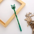 Groene kerst gelpen met rendierbol gevuld met sprankelende hartvormige pailletten - Groen