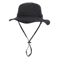 Detail of waterproof black outdoor sun hat with adjustable drawstring and wide brim - M (56-58cm) / Black