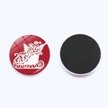 Detailed front and back view of red glass Christmas magnets with Santa sleigh silhouette - Christmas Sleigh (Red)