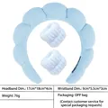 Sky blue padded sponge headband and wristbands set in soft plush fabric material - 5- Light Blue Terry Cloth Headband + 1 Pair Of Wristbands