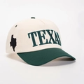Vintage Texas embroidery baseball cap in cream and dark green with a state map detail - Adjustable / Cream/Dark Green