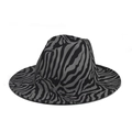 Macro detail of high-quality zebra print fabric on this wide brim fedora jazz hat - Adult 56-60cm / Leopard Print 04