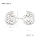 Polished silver spiral twist earrings in stainless steel, size 30.4mm by 26.4mm - Steel