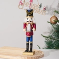 Classic 25cm wooden Christmas nutcracker drummer figure with red and blue glitter uniform - Red Drummer