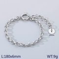 Silver stainless steel chain bracelet with a round tag engraved with the letter Y - Silver - Letter Y (KB186414-Z)