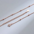 Delicate S925 sterling silver chain in rose gold finish with adjustable clasp - 2mm Bead Cable Chain / Rose Gold