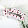 Pinza per capelli quadrata bianca con calze di Natale rosse e motivi di bastoncini di zucchero - Base Bianca a Pois/Motivo Calza e Caramella(D9-1-10)