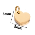Polished heart-shaped stainless steel pendant in golden finish, 8mm by 9mm size - Heart Shape (8x9mm) / Gold