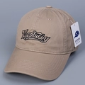 Dettaglio del cappellino da baseball in cotone kaki con ricamo nero Keeplucky e visiera curva - M (56-58cm) / Cachi