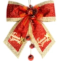 Fiocco di Natale rosso e oro scintillante con pigne e ornamenti festivi - Stile Decorativo Rosso e Oro / Stile B Extra Grande 70cm x 80cm