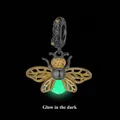 S925 sterling silver honey bee charm with yellow crystals and green glow effect - SCC2616 Gold Black Firefly