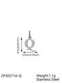 Letter Q pendant in silver stainless steel, size 1.2cm x 0.9cm, weight 1.1g - Letter-Q / Steel