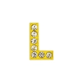 Golden letter L charm with sparkling crystals for 8mm DIY wristband and jewelry - 8mm Gold Rhinestone Letter-L