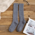 Thick coral fleece knee-high socks in dark grey for winter warmth and home lounging - Dark Gray