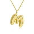 Minimalist bubble-style golden letter M pendant necklace with glossy metal finish - Letter M