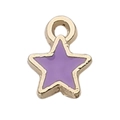 Golden star pendant with purple enamel finish for DIY jewelry making accessories - Mini Five-pointed Star (6.5x8mm)