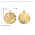 Maßangaben zum vergoldeten Edelstahl-Rundanhänger mit rotem Schmuckstein-Besatz - Rund Zirkonia / Gold